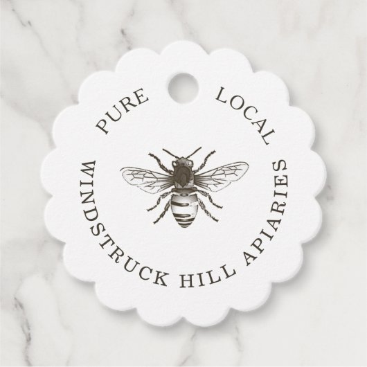 Label "Real Kraft Honey Bee Scalloped Apiary Produ (Voorkant)