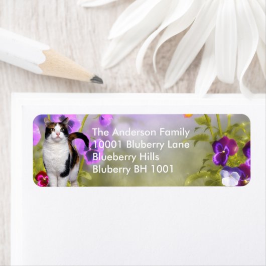 Label Retouradres Cat & Bloemen (Insitu)