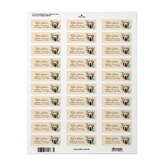 Label retouradres Chocolate Lab (Full Sheet)