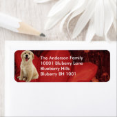 Label Retouradres Goudkleurige Retriever & Bloemen (Insitu)