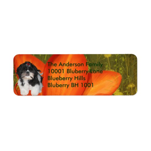 Label retouradres Shih Tzu & Bloemen (Voorkant)