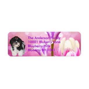 Label retouradres Shih Tzu & Bloemen