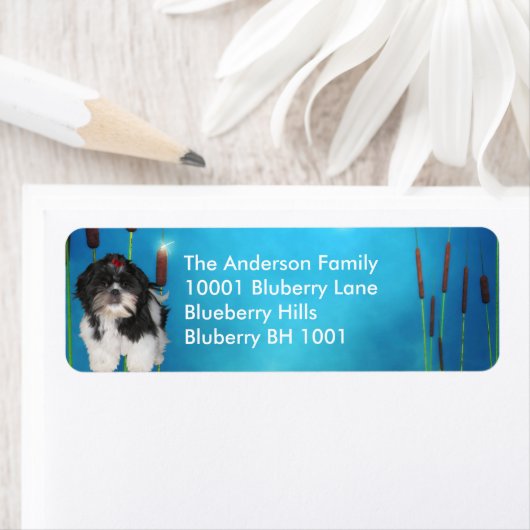 Label retouradres Shih Tzu & Bloemen (Insitu)