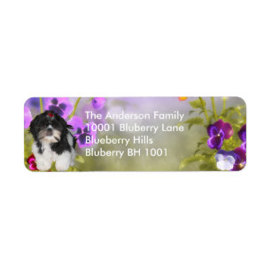 Label retouradres Shih Tzu & Bloemen