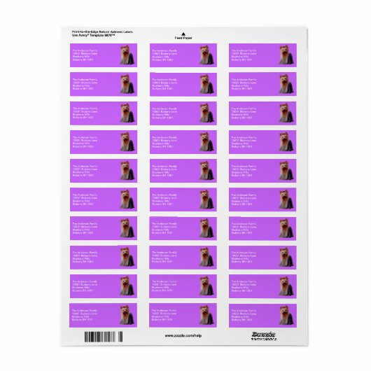 Label retouradres Yorkshire Terrier (Full Sheet)