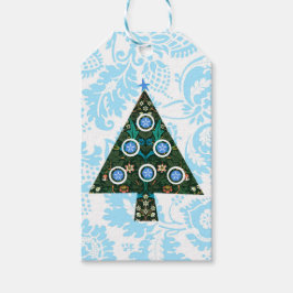 Label  Retro kerstbomen Cadeaulabel