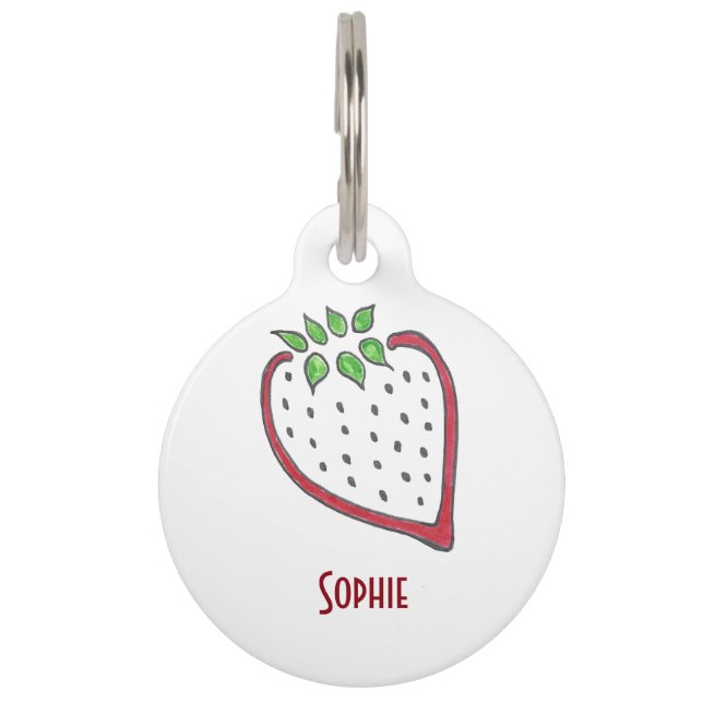 Label rode aardbei huisdierpenning (Voorkant)