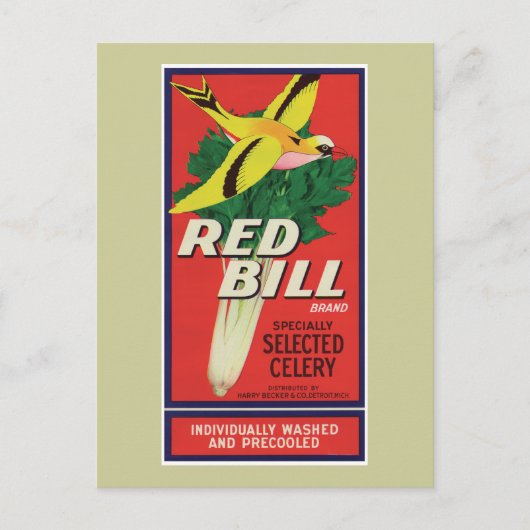  label rode selderij briefkaart (Voorkant)