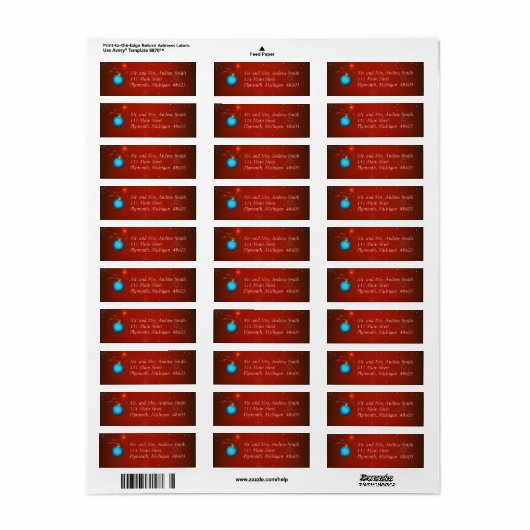 Label Rood kerstretouradres (Full Sheet)