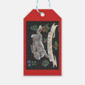 Label Rood konijn met kerstfeestdag Cadeaulabel (Voorkant)