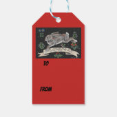 Label Rood konijn met kerstfeestdag Cadeaulabel (Achterkant)