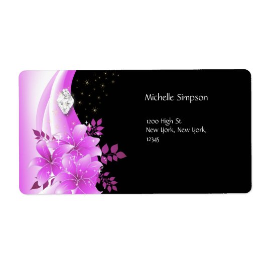 Label Roze Zwart Bloemendiamant Sieradres (Voorkant)