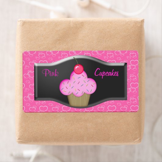 Label Schattige Roze Cupcakes Labels (Insitu)