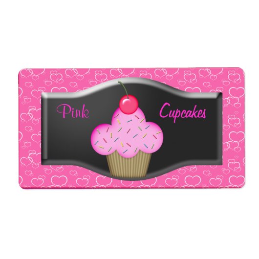Label Schattige Roze Cupcakes Labels (Voorkant)