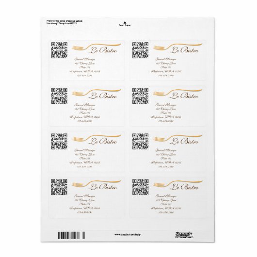 Label Sjabloon Fijn dineren Frans (Full Sheet)