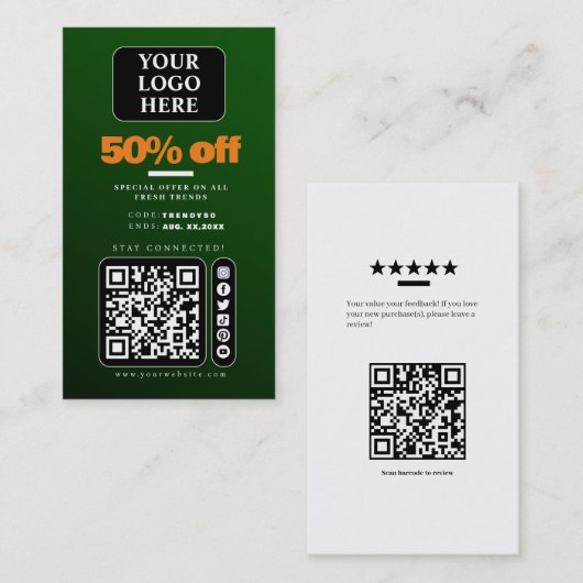 Label sociale mediaprijs/verkooppromotiekaart (Voorkant / Achterkant)