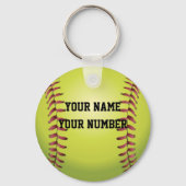 Label Softball-Sleutelhanger-ID JOUW NAAM en numme Sleutelhanger (Voorkant)