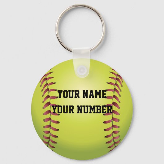 Label Softball-Sleutelhanger-ID JOUW NAAM en numme Sleutelhanger (Voorkant)