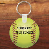 Label Softball-Sleutelhanger-ID JOUW NAAM en numme Sleutelhanger (Voorkant)