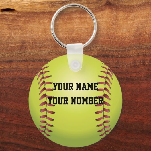 Label Softball-Sleutelhanger-ID JOUW NAAM en numme Sleutelhanger (Voorkant)