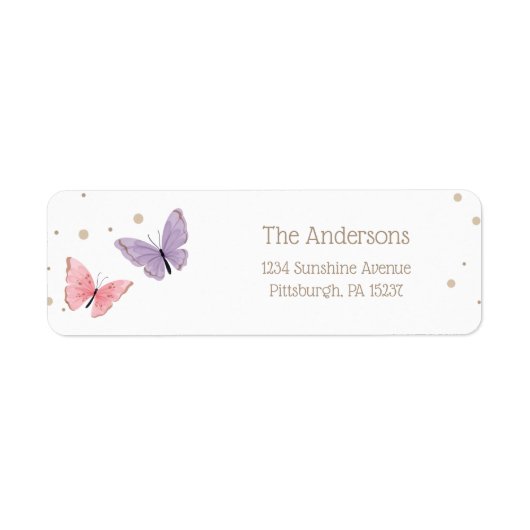 Label terugzendadres Butterfly (Voorkant)