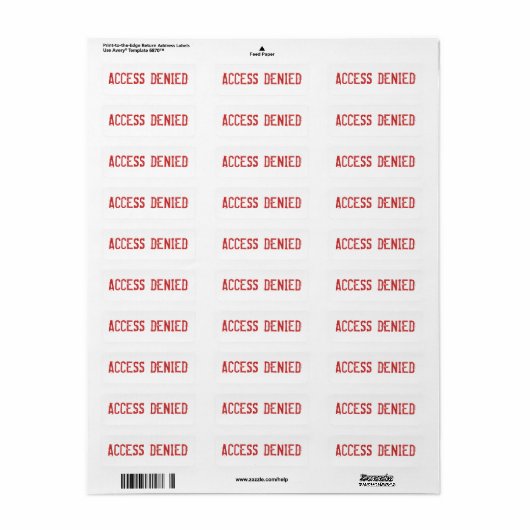LABEL TOEGANG GEWEIGERD (Full Sheet)