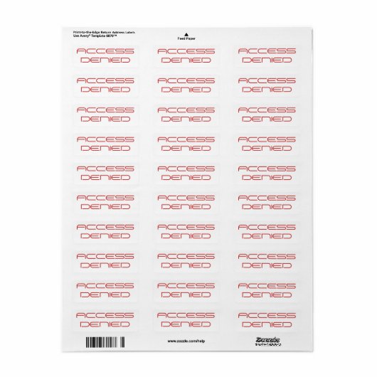 LABEL TOEGANG GEWEIGERD (Full Sheet)