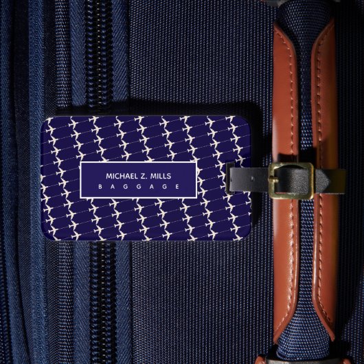 Label van blauwe bagage van vliegtuigen voor een p bagagelabel (Voorkant Insitu 4)