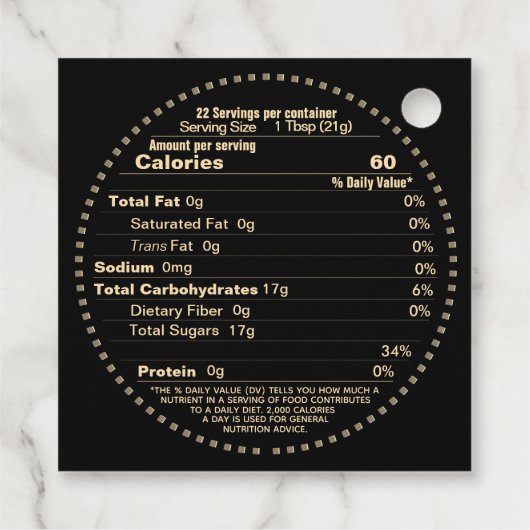 Label van de "Black and Gold Honey Label Nutrition (Achterkant)