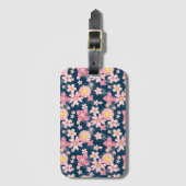 Label van de Floral Wind Navy Blue Travel Bagagelabel (Voorkant (verticaal))