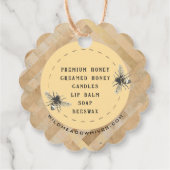 Label van de imker met metalen goudkleurige honing (Achterkant)