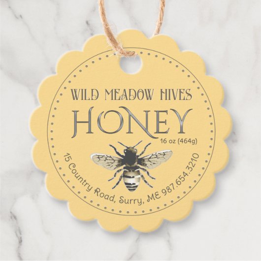 Label van de imker met metalen goudkleurige honing (Voorkant)