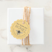 Label van de imker met metalen goudkleurige honing (In situ)