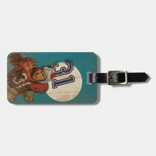 Label van de zak met -Amerikaanse Football Player Bagagelabel (Voorkant horizontaal)