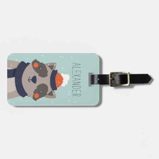 Label | van de Zak van de winter Wasbeer Bagagelabel (Voorkant horizontaal)