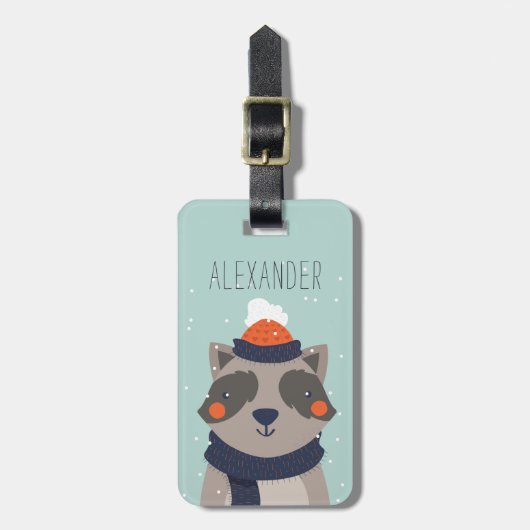 Label | van de Zak van de winter Wasbeer Bagagelabel (Voorkant verticaal)