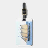 label van drie vermasterde schoeners bagagelabel (Voorkant verticaal)