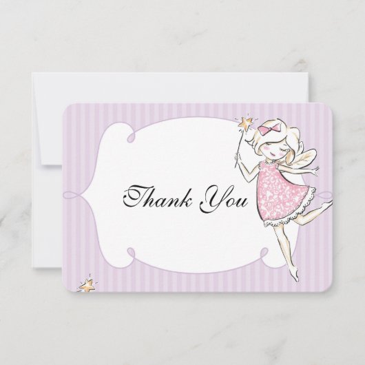 Label van Fairy Princess Birthday Party Bedankkaart (Voorkant)