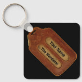 Label van  gelooid leder sleutelhanger (Voorkant)