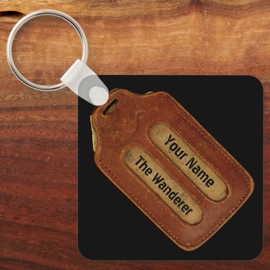 Label van  gelooid leder sleutelhanger (Voorkant)