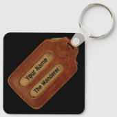 Label van  gelooid leder sleutelhanger (Achterkant)