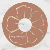 Label van gouden en terracotta Floral-wijn (Voorkant)