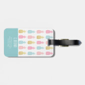 Label van het moderne goudtropische ananasepmonogr bagagelabel (Achterkant horizontaal)