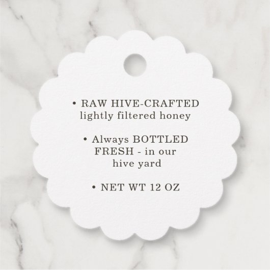 Label van ivoor honingbijen, gebrand (Achterkant)