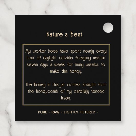 Label van koninginnenhoninggoud bijenetiket (Achterkant)