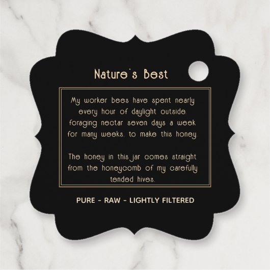 Label van koninginnenhoninggoud  bijenetiket (Achterkant)