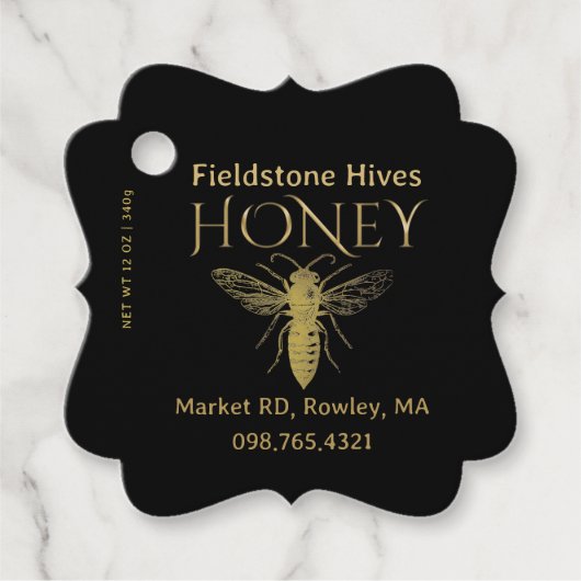 Label van koninginnenhoninggoud  bijenetiket (Voorkant)