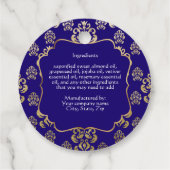 Label van marineblauw en goudfolie (Achterkant)