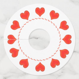 Label van wijnglas - rode harten