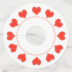 Label van wijnglas - rode harten